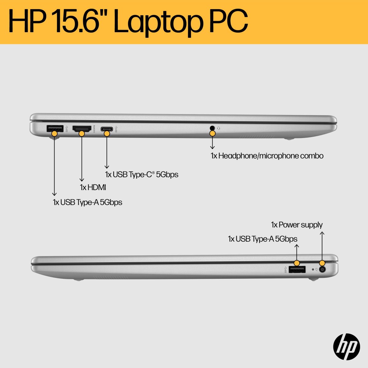 HP 15-fc0036na AMD Ryzen™ 5 7520U Laptop 39.6 cm (15.6") Full HD 8 GB LPDDR5-SDRAM 512 GB SSD Wi-Fi 6 (802.11ax) Windows 11 Home Black - Image 4