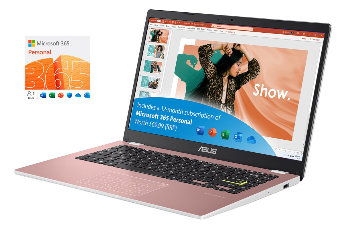 ASUS Vivobook Go 14 E410KA-EB997WS Intel® Celeron® N N4500 Laptop 35.6 cm (14") Full HD 4 GB DDR4-SDRAM 128 GB eMMC Wi-Fi 5 (802.11ac) Windows 11 Home in S mode Pink - Image 2