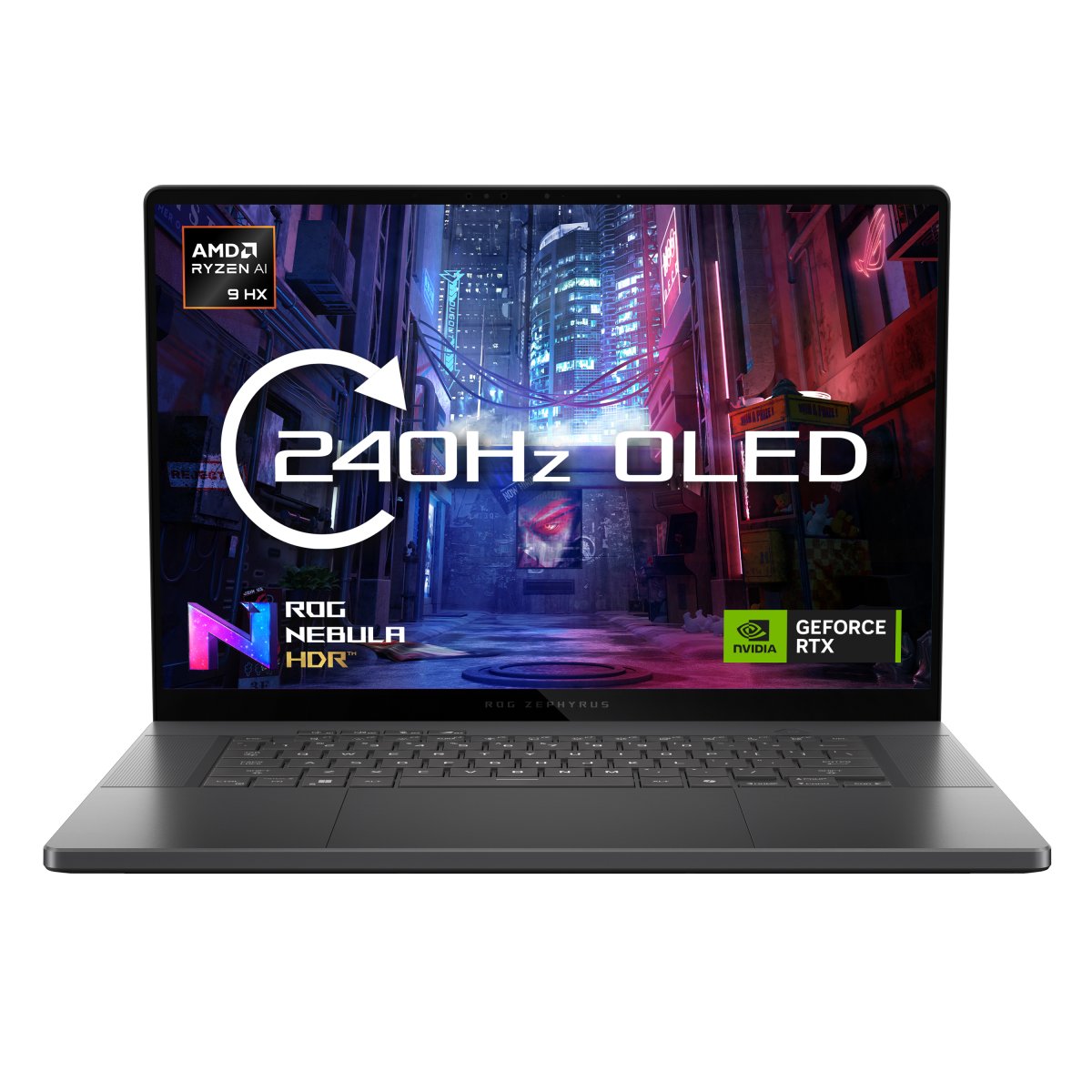 ASUS ROG Zephyrus G16 GA605WI-QR063W Copilot+ PC AMD Ryzen AI 9 HX 370 Laptop 40.6 cm (16") WQXGA 32 GB LPDDR5x-SDRAM 1 TB SSD NVIDIA GeForce RTX 4070 Wi-Fi 7 (802.11be) Windows 11 Home Black, Grey