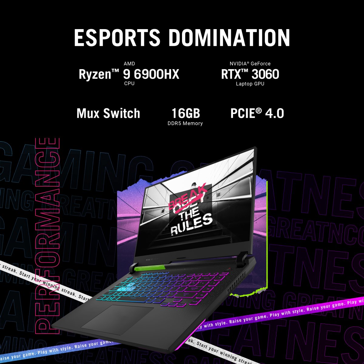 ASUS ROG Strix G15 G513RM-HQ071W AMD Ryzen™ 7 6800H Laptop 39.6 cm (15.6") Wide Quad HD 16 GB DDR5-SDRAM 1 TB SSD NVIDIA GeForce RTX 3060 Wi-Fi 6E (802.11ax) Windows 11 Home Black, Grey - Image 9