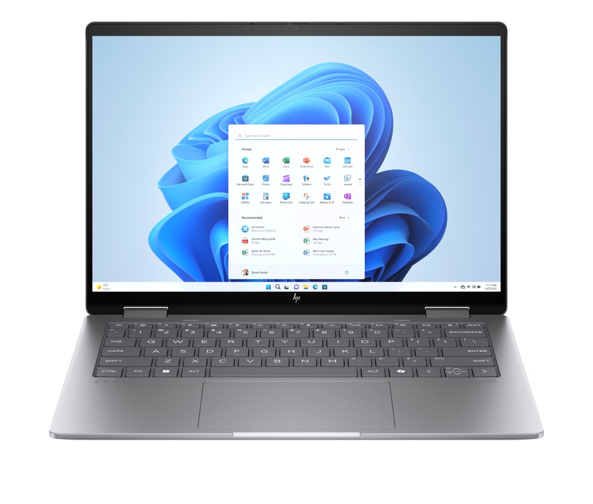 HP ENVY x360 14-fa0009na AMD Ryzen™ 5 8640HS Hybrid (2-in-1) 35.6 cm (14") Touchscreen 2K 16 GB LPDDR5-SDRAM 512 GB SSD Wi-Fi 6E (802.11ax) Windows 11 Home AI PC Silver - Image 2