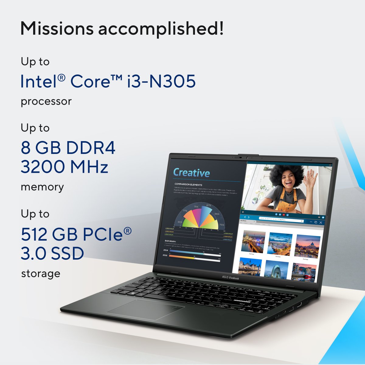 ASUS Vivobook Go 15 E1504GA-NJ084W Intel Core i3 N-series i3-N305 Laptop 39.6 cm (15.6") Full HD 8 GB DDR4-SDRAM 256 GB Flash Wi-Fi 6E (802.11ax) Windows 11 Home in S mode Silver - Image 12