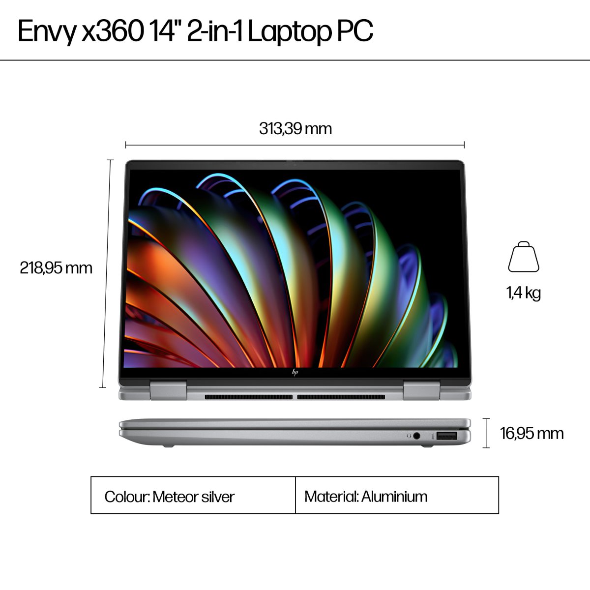 HP ENVY x360 14-fa0009na AMD Ryzen™ 5 8640HS Hybrid (2-in-1) 35.6 cm (14") Touchscreen 2K 16 GB LPDDR5-SDRAM 512 GB SSD Wi-Fi 6E (802.11ax) Windows 11 Home AI PC Silver - Image 8