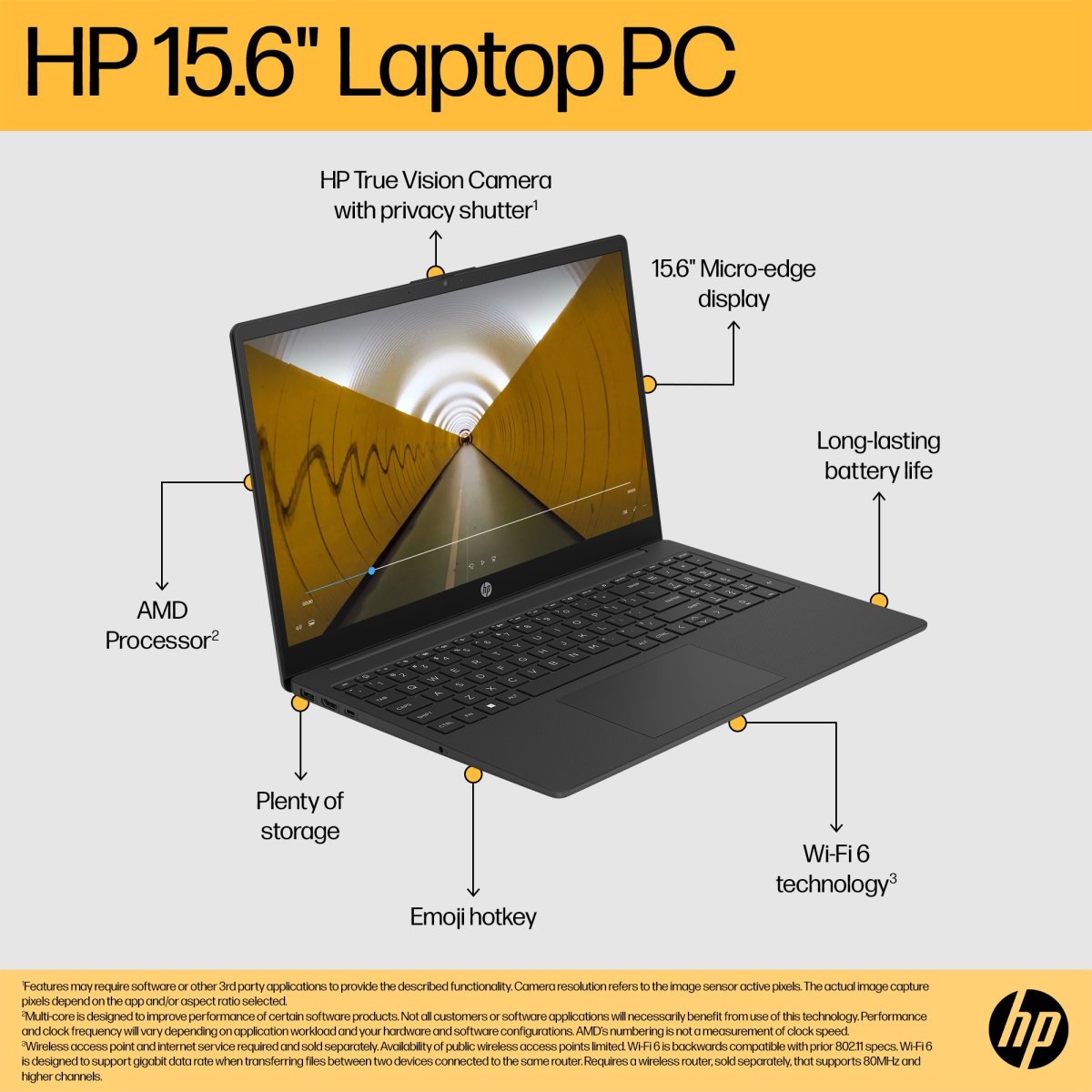 HP 15-fc0004na AMD Ryzen™ 3 7320U Laptop 39.6 cm (15.6") Full HD 4 GB LPDDR5-SDRAM 128 GB SSD Wi-Fi 6 (802.11ax) Windows 11 Home in S mode Silver - Image 12