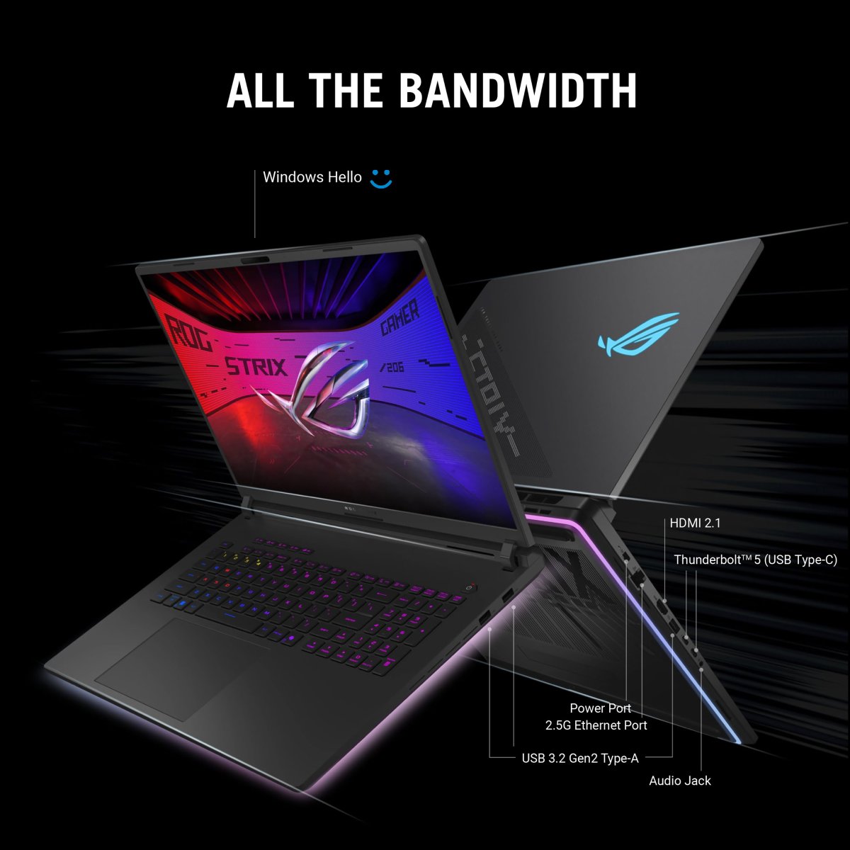 ASUS ROG Strix SCAR 18 G835LW-SA020W Intel Core Ultra 9 275HX Laptop 45.7 cm (18") WQXGA 32 GB DDR5-SDRAM 2 TB SSD NVIDIA GeForce RTX 5080 Wi-Fi 7 (802.11be) Windows 11 Home Black - Image 16