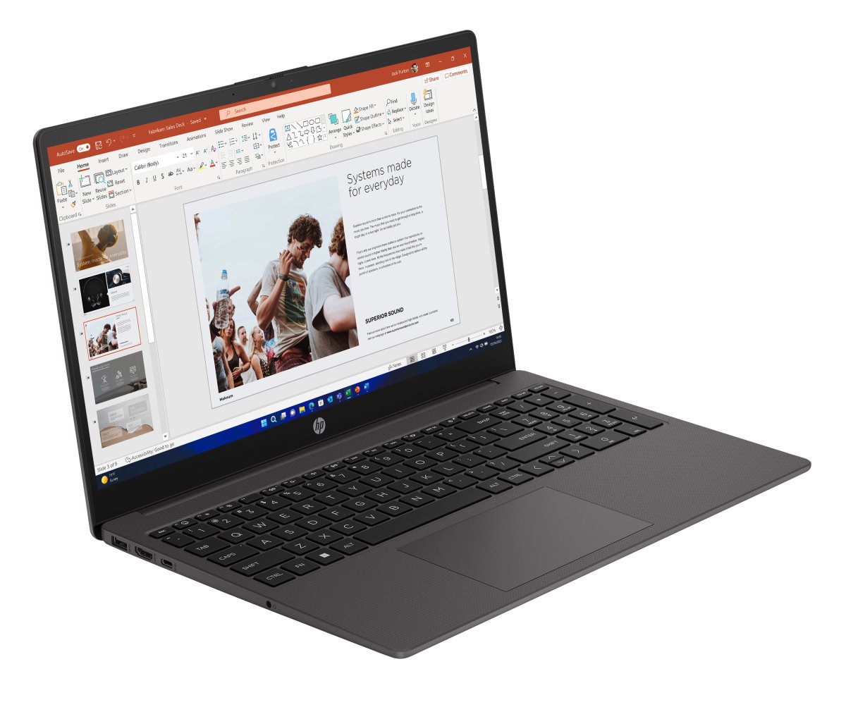 HP 255 G10 AMD Ryzen™ 5 7530U Laptop 39.6 cm (15.6") Full HD 8 GB DDR4-SDRAM 256 GB SSD Wi-Fi 6 (802.11ax) Windows 11 Pro Black - Image 2