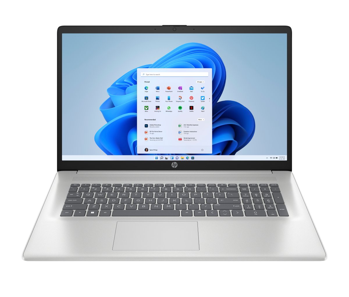 HP Laptop 17-cn3007na Intel® N i3-N305 43.9 cm (17.3") Full HD 8 GB DDR4-SDRAM 512 GB SSD Wi-Fi 6 (802.11ax) Windows 11 Home Silver