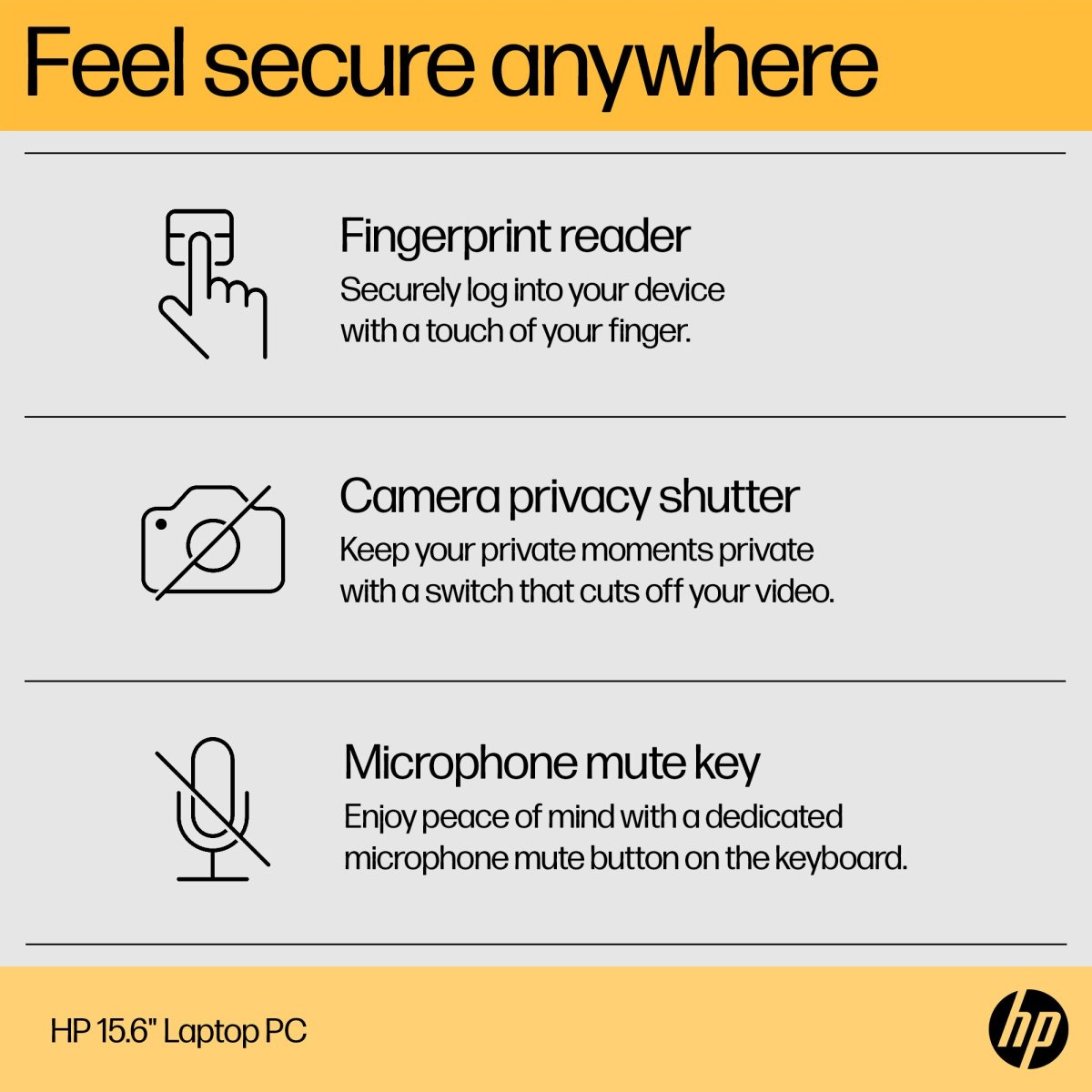 HP 15-fc0036na AMD Ryzen™ 5 7520U Laptop 39.6 cm (15.6") Full HD 8 GB LPDDR5-SDRAM 512 GB SSD Wi-Fi 6 (802.11ax) Windows 11 Home Black - Image 6