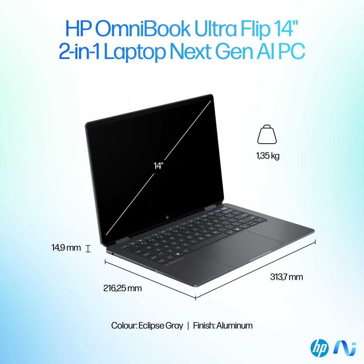 HP OmniBook Ultra Flip 14-fh0006na Copilot+ PC Intel Core Ultra 7 256V Hybrid (2-in-1) 35.6 cm (14") Touchscreen 3K 16 GB LPDDR5x-SDRAM 1 TB SSD Wi-Fi 7 (802.11be) Windows 11 Home Grey - Image 6