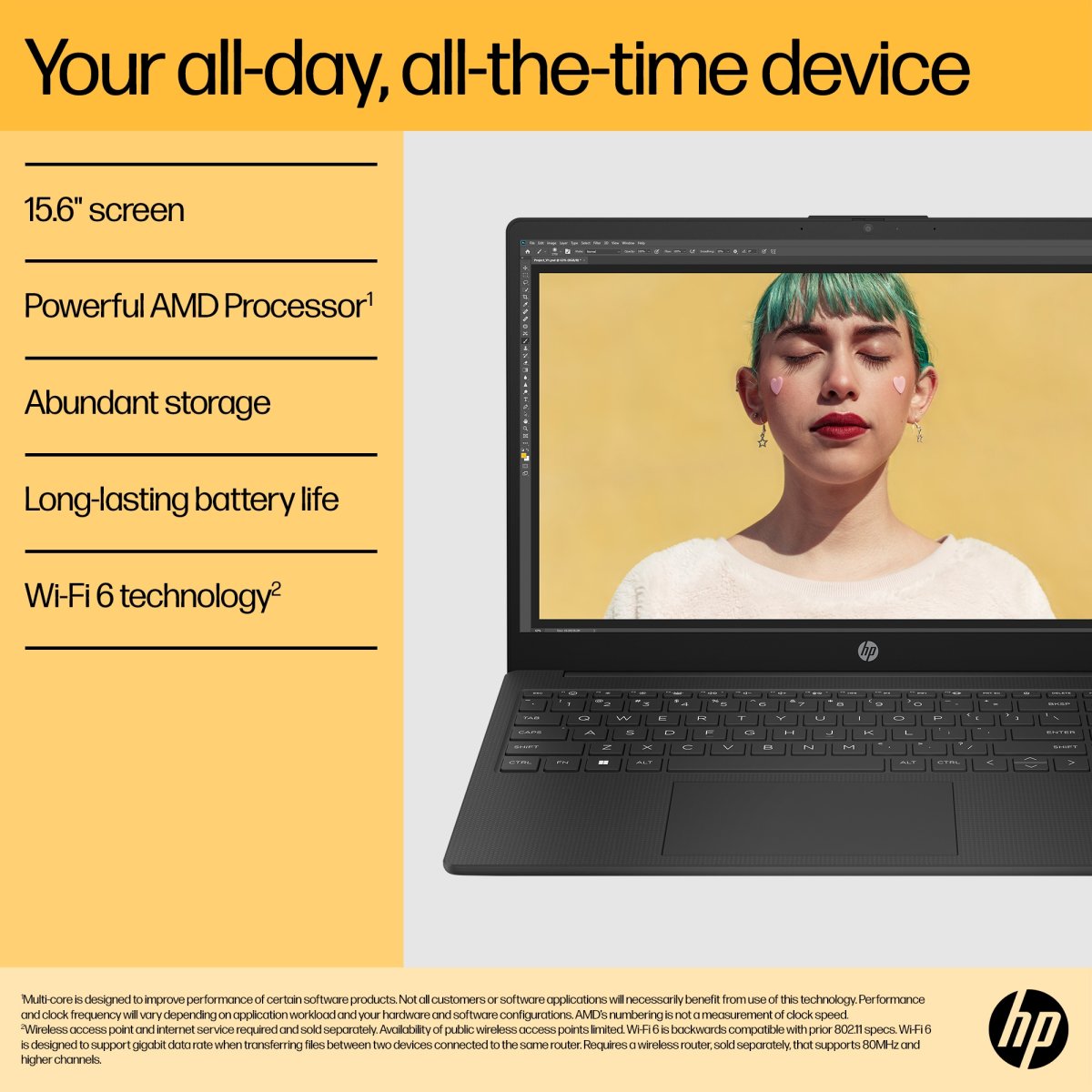 HP 15-fc0004na AMD Ryzen™ 3 7320U Laptop 39.6 cm (15.6") Full HD 4 GB LPDDR5-SDRAM 128 GB SSD Wi-Fi 6 (802.11ax) Windows 11 Home in S mode Silver - Image 6