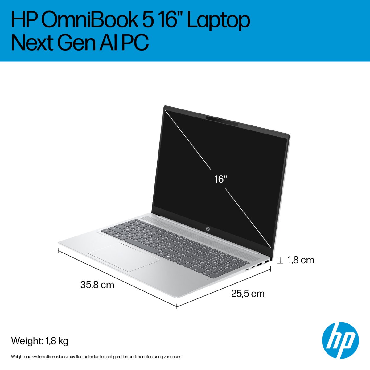 HP OmniBook 5 NGAI OmniBook 5 Next Gen AI 16-ag1007na Copilot+ PC AMD Ryzen™ AI 5 340 Laptop 40.6 cm (16") 2K 16 GB LPDDR5x-SDRAM 1 TB SSD Wi-Fi 6 (802.11ax) Windows 11 Home Silver - Image 7