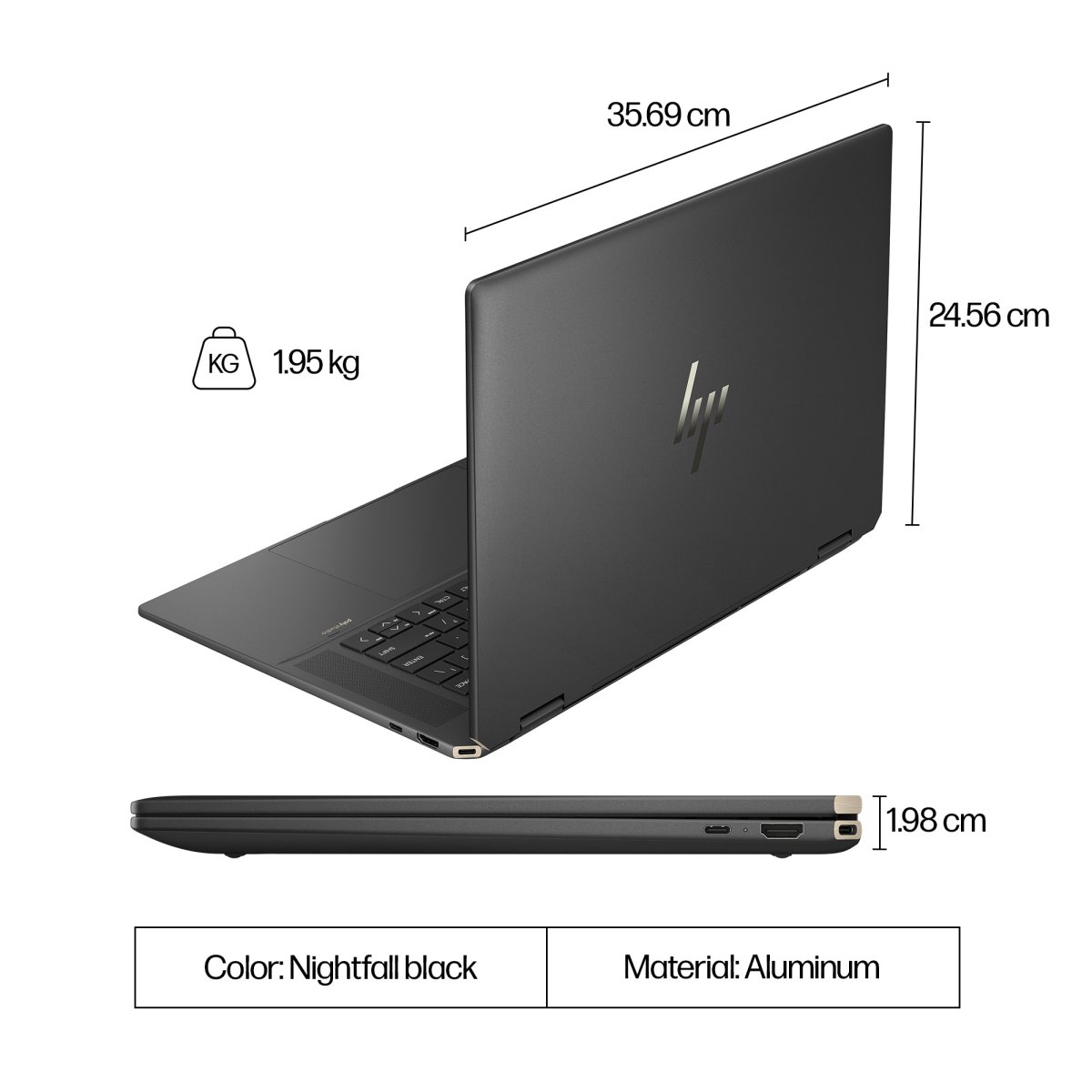 HP Spectre x360 16-aa0001na Intel Core Ultra 7 155H Hybrid (2-in-1) 40.6 cm (16") Touchscreen 3K 16 GB LPDDR5x-SDRAM 1 TB SSD NVIDIA GeForce RTX 4050 Wi-Fi 7 (802.11be) Windows 11 Home AI PC Black - Image 6