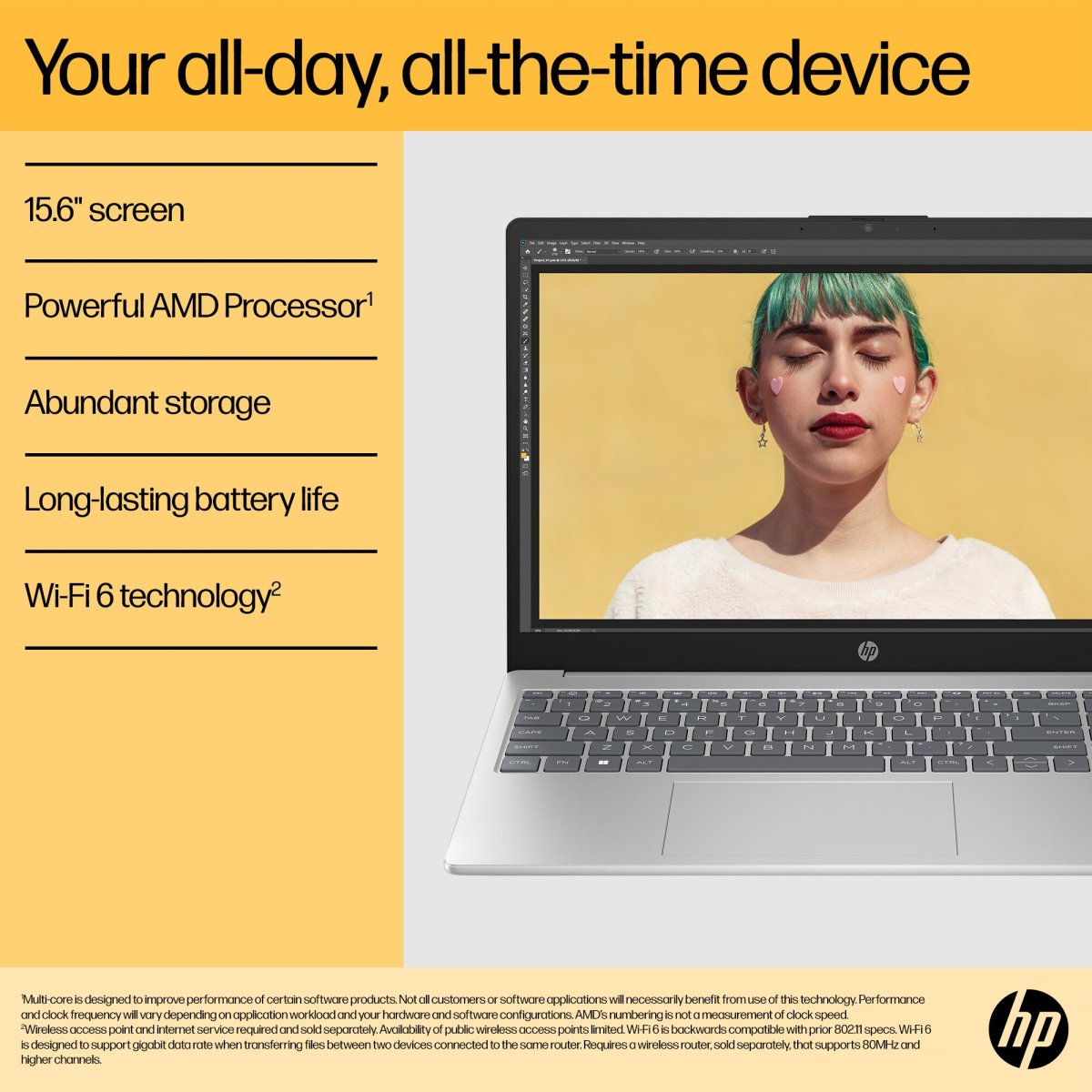 HP 15-fc0036na AMD Ryzen™ 5 7520U Laptop 39.6 cm (15.6") Full HD 8 GB LPDDR5-SDRAM 512 GB SSD Wi-Fi 6 (802.11ax) Windows 11 Home Black - Image 10