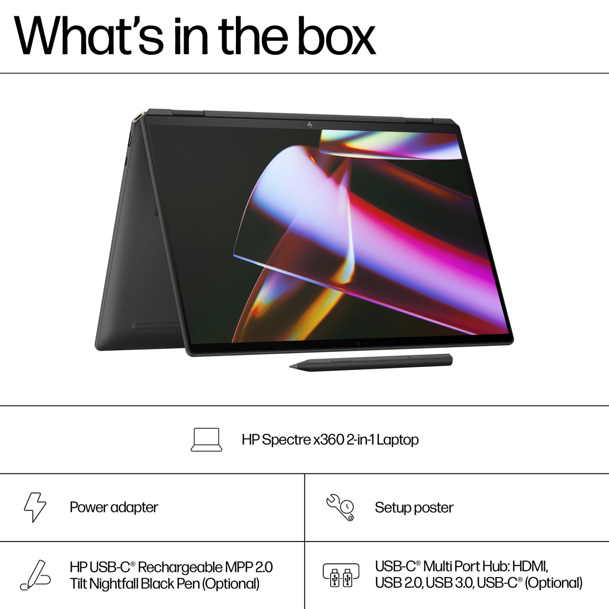 HP Spectre x360 16-aa0004na Intel Core Ultra 7 155H Hybrid (2-in-1) 40.6 cm (16") Touchscreen 3K 16 GB LPDDR5x-SDRAM 1 TB SSD Wi-Fi 7 (802.11be) Windows 11 Home AI PC Black - Image 5