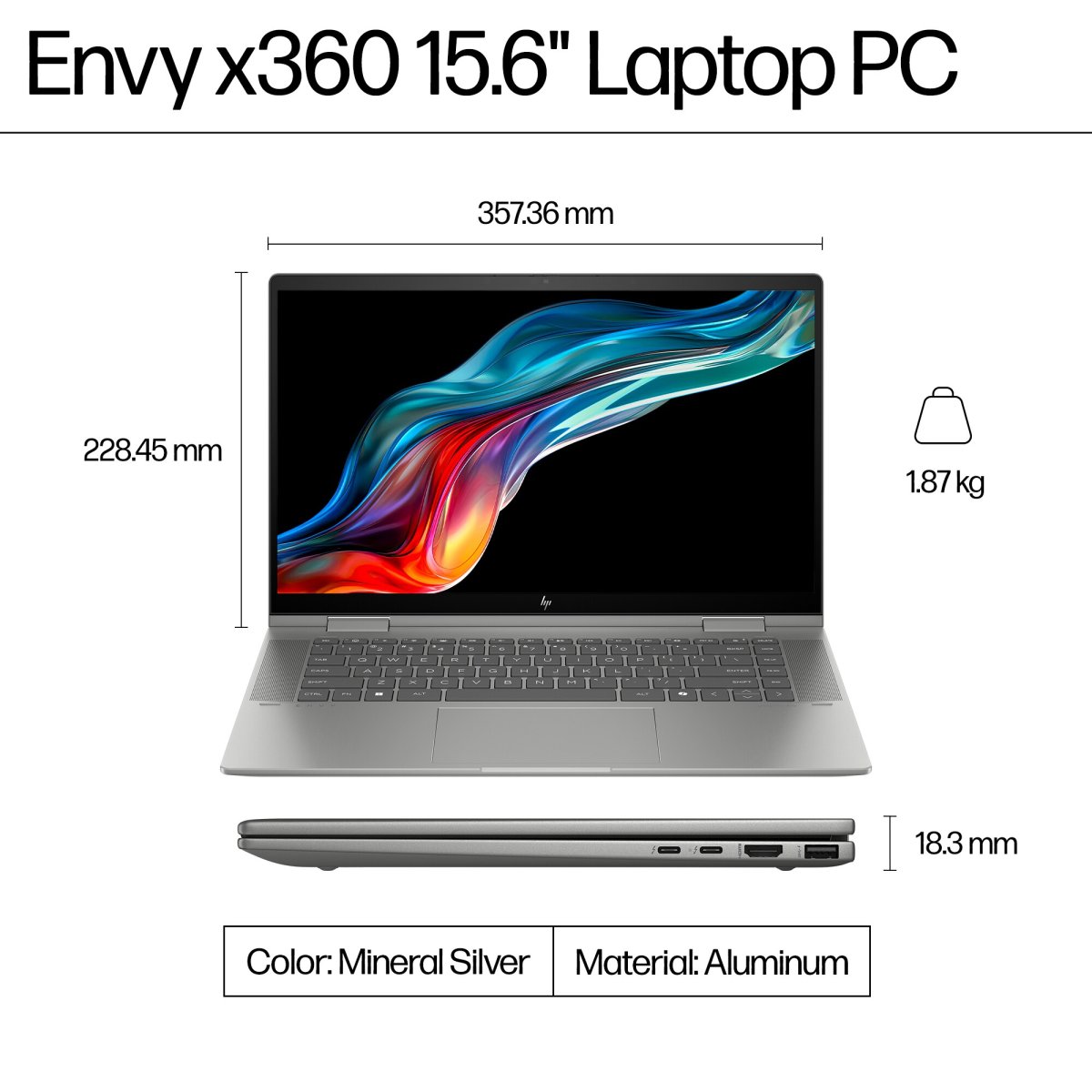 HP ENVY x360 15-fe0013na Intel® Core™ i7 i7-1355U Hybrid (2-in-1) 39.6 cm (15.6") Touchscreen Full HD 16 GB LPDDR5-SDRAM 512 GB SSD Wi-Fi 6E (802.11ax) Windows 11 Home Silver - Image 8