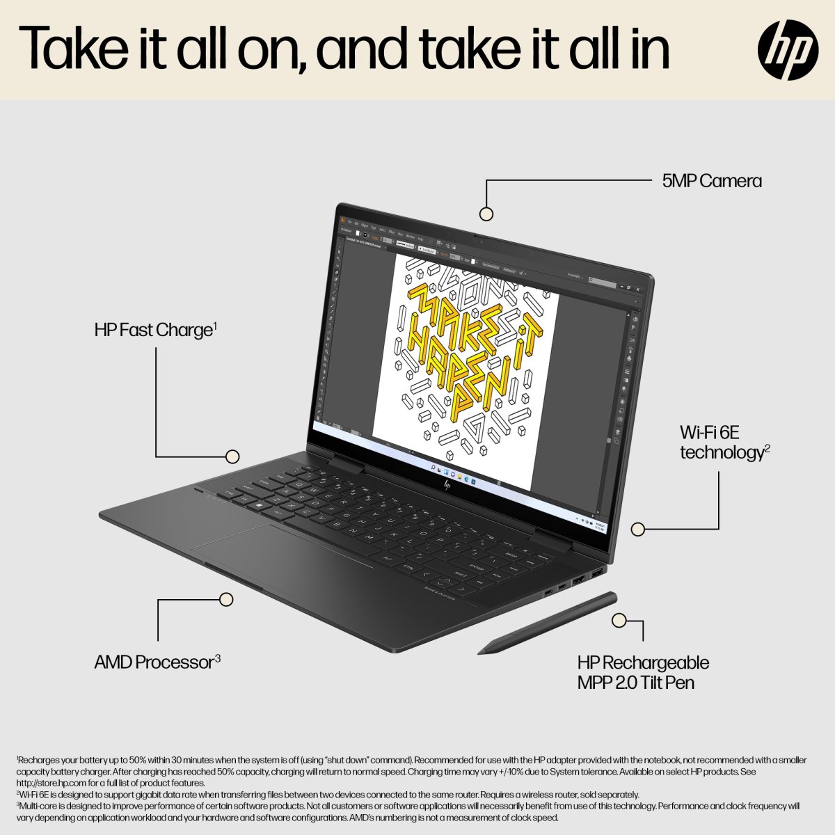 HP ENVY x360 15-fh0000na AMD Ryzen™ 7 7730U Hybrid (2-in-1) 39.6 cm (15.6") Touchscreen Full HD 16 GB LPDDR4x-SDRAM 512 GB SSD Wi-Fi 6E (802.11ax) Windows 11 Home Black - Image 14