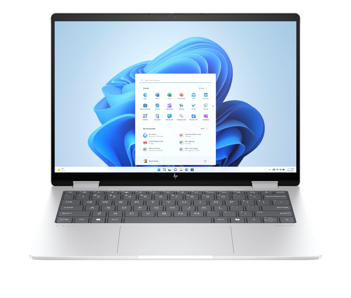 HP ENVY x360 14-fa0005na AMD Ryzen™ 5 8640HS Hybrid (2-in-1) 35.6 cm (14") Touchscreen 2K 16 GB LPDDR5-SDRAM 512 GB SSD Wi-Fi 6E (802.11ax) Windows 11 Home AI PC Silver - Image 2