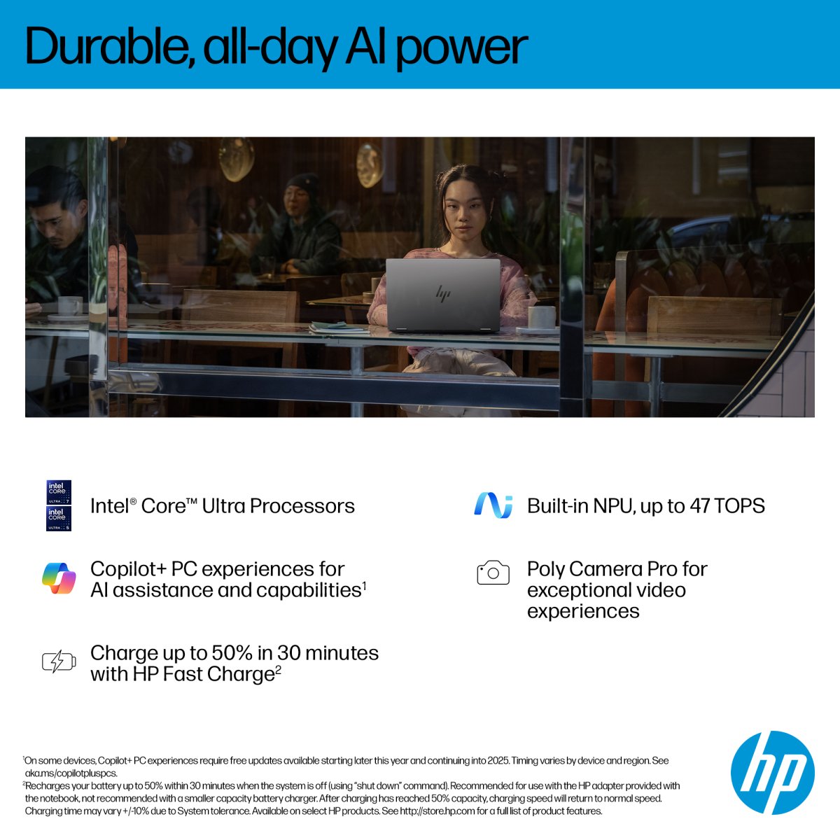 HP OmniBook X FlipNGAI 14-fm0001na Copilot+ PC Intel Core Ultra 7 256V Hybrid (2-in-1) 35.6 cm (14") Touchscreen 3K 16 GB LPDDR5x-SDRAM 1 TB SSD Wi-Fi 7 (802.11be) Windows 11 Home Silver - Image 10