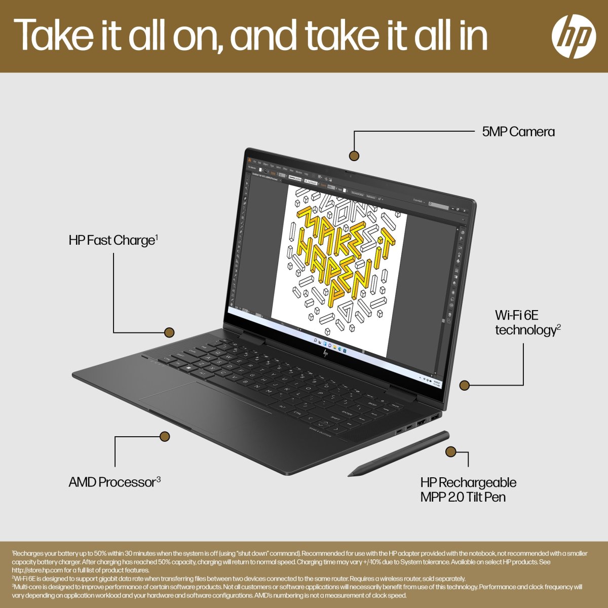 HP ENVY x360 15-fh0000na AMD Ryzen™ 7 7730U Hybrid (2-in-1) 39.6 cm (15.6") Touchscreen Full HD 16 GB LPDDR4x-SDRAM 512 GB SSD Wi-Fi 6E (802.11ax) Windows 11 Home Black - Image 8
