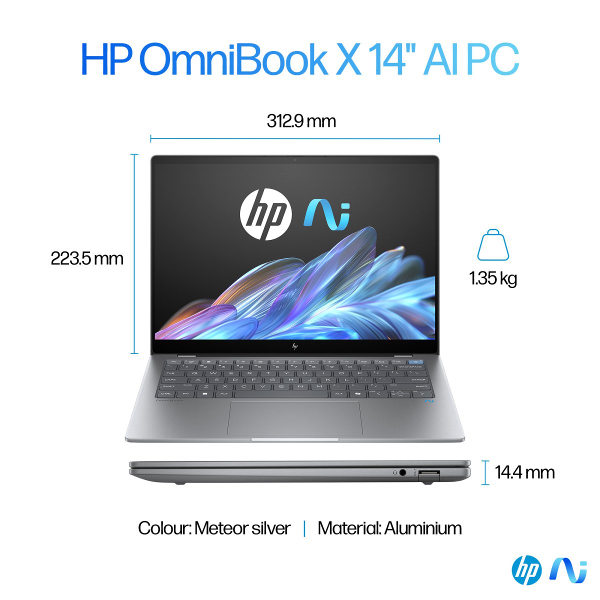 HP OmniBook X 14-fe0000na Copilot+ PC Snapdragon X1E-78-100 Laptop 35.6 cm (14") Touchscreen 2.2K 16 GB LPDDR5x-SDRAM 1 TB SSD Wi-Fi 6E (802.11ax) Windows 11 Home Silver - Image 7