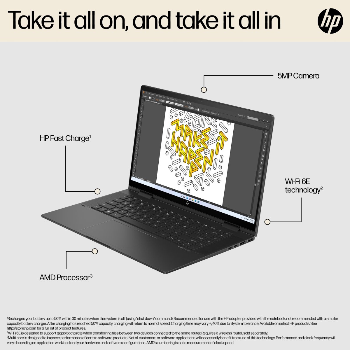 HP ENVY x360 15-fh0000na AMD Ryzen™ 7 7730U Hybrid (2-in-1) 39.6 cm (15.6") Touchscreen Full HD 16 GB LPDDR4x-SDRAM 512 GB SSD Wi-Fi 6E (802.11ax) Windows 11 Home Black - Image 10
