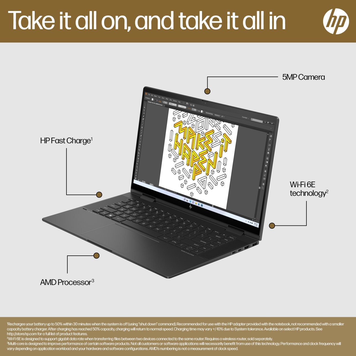 HP ENVY x360 15-fh0000na AMD Ryzen™ 7 7730U Hybrid (2-in-1) 39.6 cm (15.6") Touchscreen Full HD 16 GB LPDDR4x-SDRAM 512 GB SSD Wi-Fi 6E (802.11ax) Windows 11 Home Black - Image 7