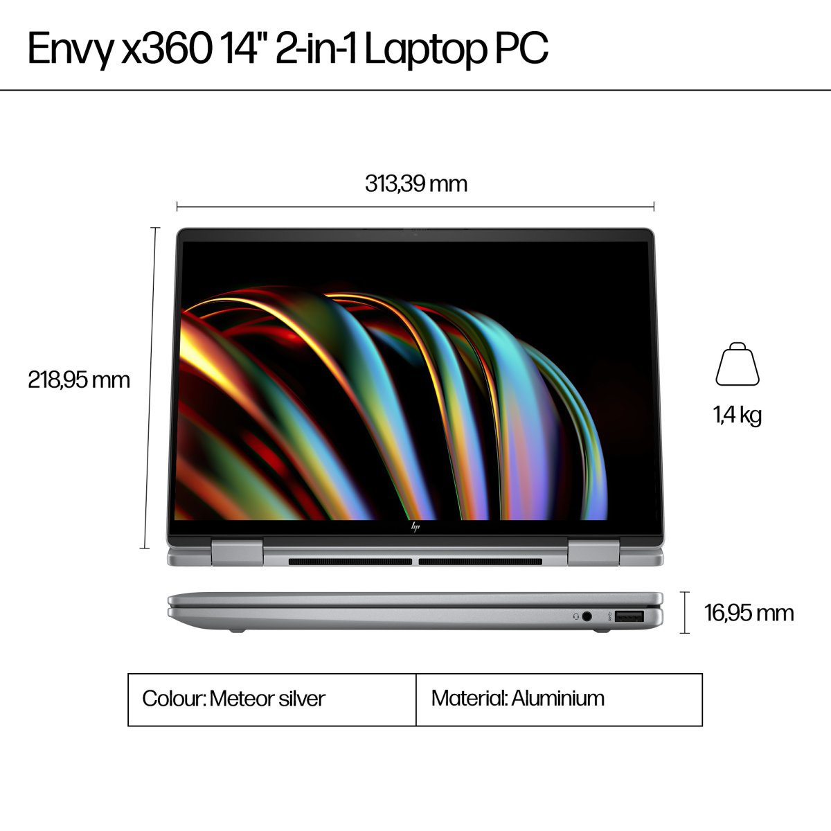 HP ENVY x360 14-fc0005na Intel Core Ultra 5 125U Hybrid (2-in-1) 35.6 cm (14") Touchscreen 3K 16 GB LPDDR5-SDRAM 512 GB SSD Wi-Fi 6E (802.11ax) Windows 11 Home AI PC Silver - Image 7