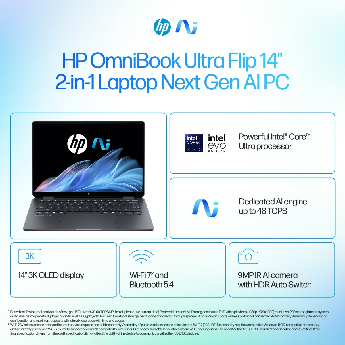 HP OmniBook Ultra Flip 14-fh0006na Copilot+ PC Intel Core Ultra 7 256V Hybrid (2-in-1) 35.6 cm (14") Touchscreen 3K 16 GB LPDDR5x-SDRAM 1 TB SSD Wi-Fi 7 (802.11be) Windows 11 Home Grey - Image 3